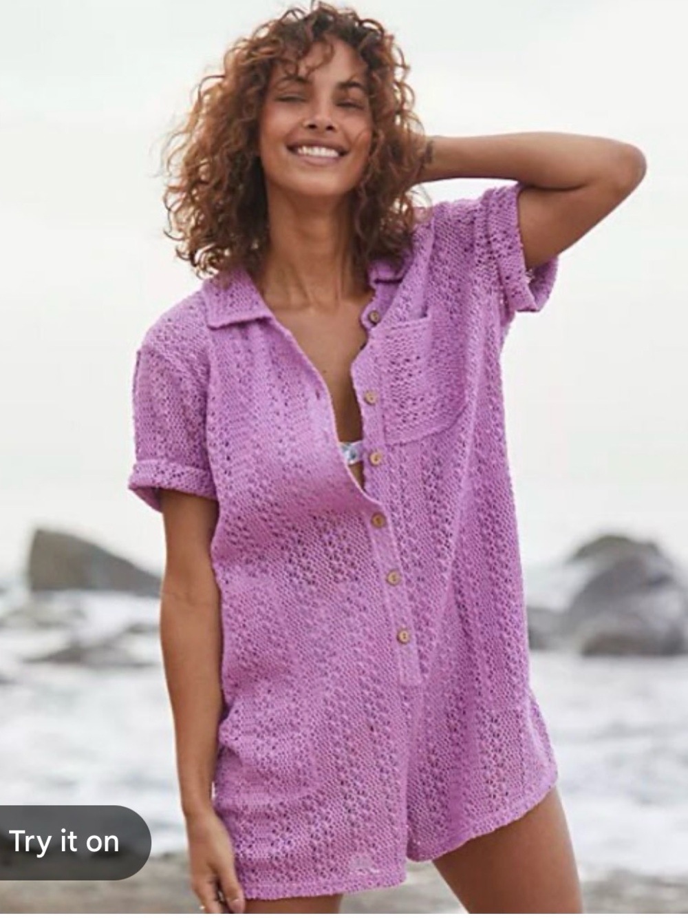 Free people crochet beach romper